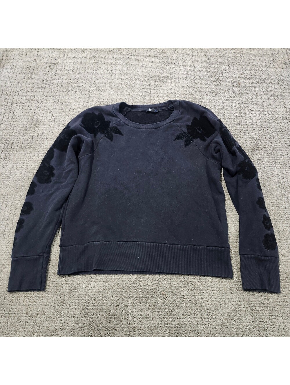 Paige Black Floral Embroidered Sweatshirt Medium